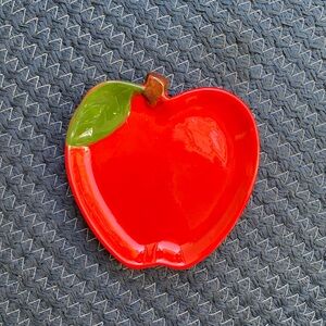Red Apple Shaped Trinket Dish, Spoon Rest, Soap Holder, Wall Decor